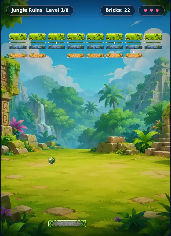 Buildable Breaker — Jungle Ruins world, real gameplay